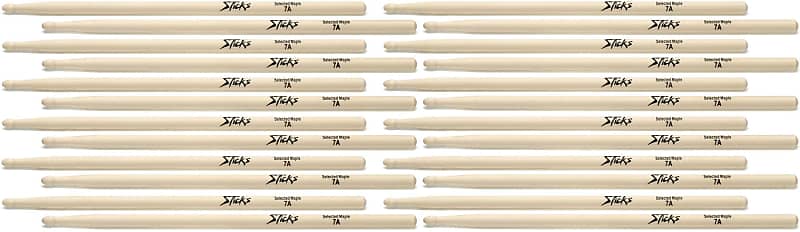 On-Stage Maple Drumsticks 12-pair - 7A - Wood Tip (3-pack) Bundle image 1