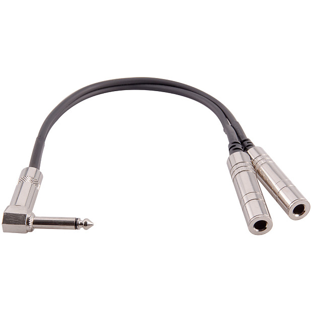 Seismic Audio SA-Y26 Right-Angle 1/4" TS Male to Dual 1/4" TS Female Mono Y-Splitter Cable - 1' image 1