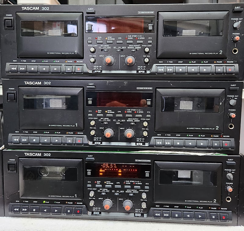 Tascam 302 Dual Cassette Tape Player Recorder Auto Reverse