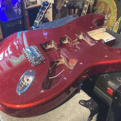 Replacement S Style Body Double Cut Stratocaster Style - Red Sparkle Glitter image 6