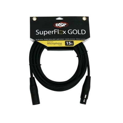 OSP 15' ft SuperFlex Premium XLR Microphone Mic Cable Gold Contacts image 1