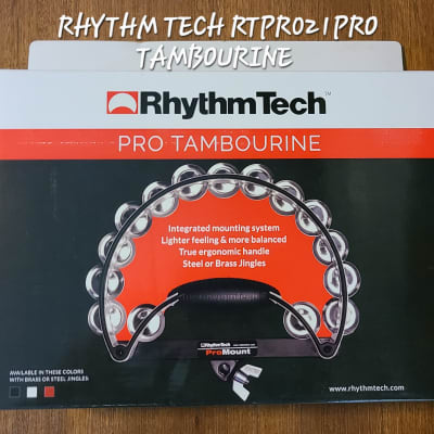 RhythmTech RTPRO1 Pro Series Tambourine with Steel Jingles - White image 9