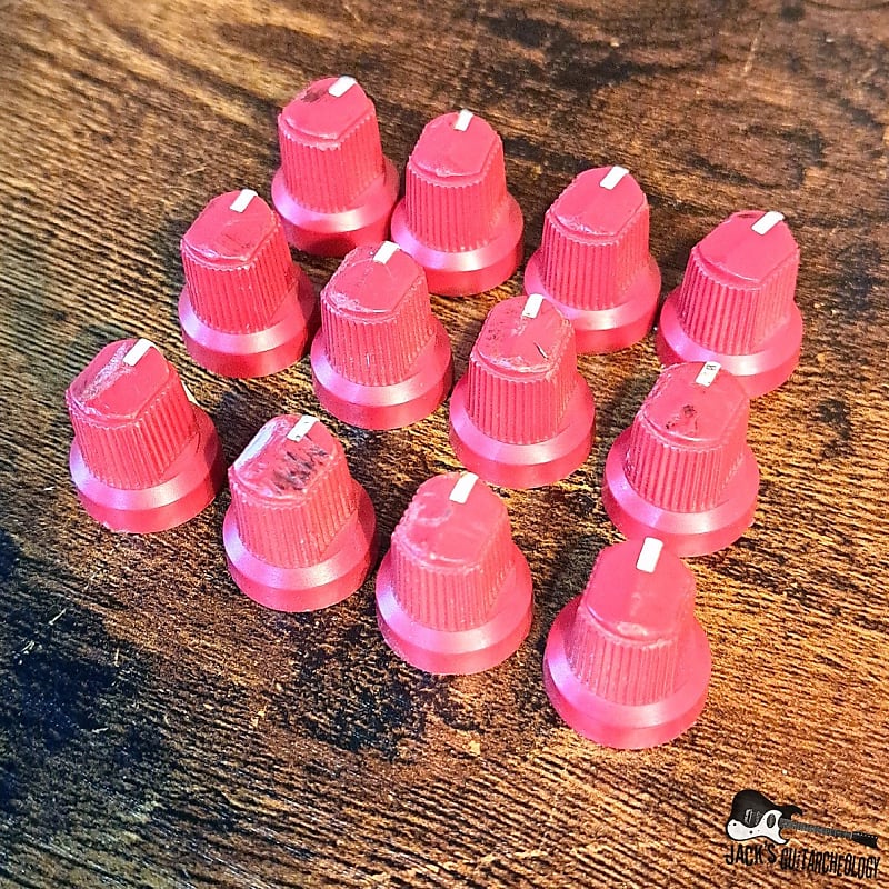Fender "Red Knob Series" Amp Knobs Set of 12 (1980s Red) Reverb