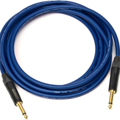 VHT Ultra Instrument Cable, 18 Foot 1/4" Straight Ends Neutrik Plugs - Blue image 1