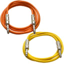 2 Pack of 1/4" TRS Patch Cables 6 Foot Extension Cords Jumper Orange and Yellow