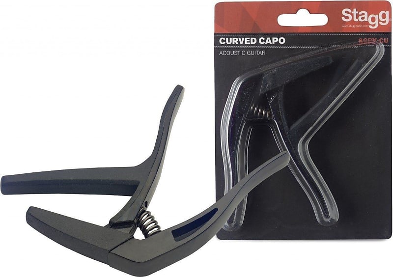 Stagg Model SCPX-CU/BK Black Curved Trigger Clamp Style Spring Steel Guitar Capo image 1