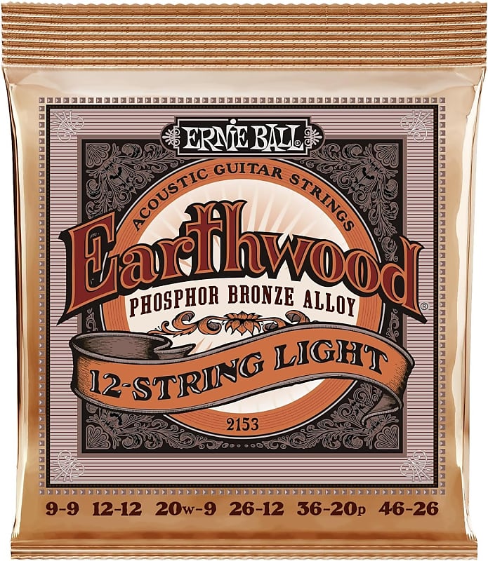 Ernie Ball Earthwood 12-String Light Phosphor Bronze Acoustic Guitar Strings, 9-46 Gauge (P02153) image 1