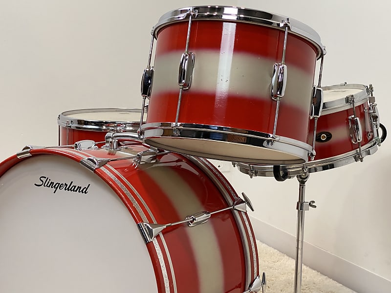 Slingerland 22/13/15/5x14" 60's Swingster/Stage Band Drum Set - Red/Silver Duco image 1