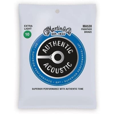 Martin Strings MA530 Phosphor Bronze Authentic Acoustic Guitar Strings Extra Light 10-47 for sale