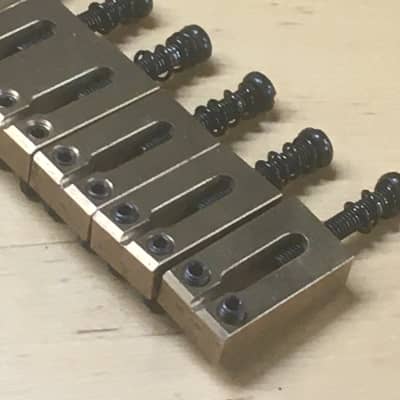 6 Solid Mass Brass Custom Strat Tele Bridge NOS Saddles Relic 10.7mm Wide 54mm Spacing image 2