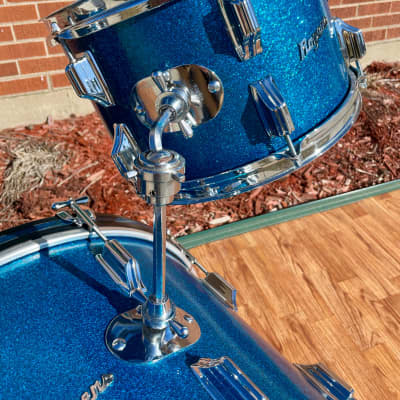 1960s Rogers Holiday Drum Set Blue Sparkle 20/12/14 image 11