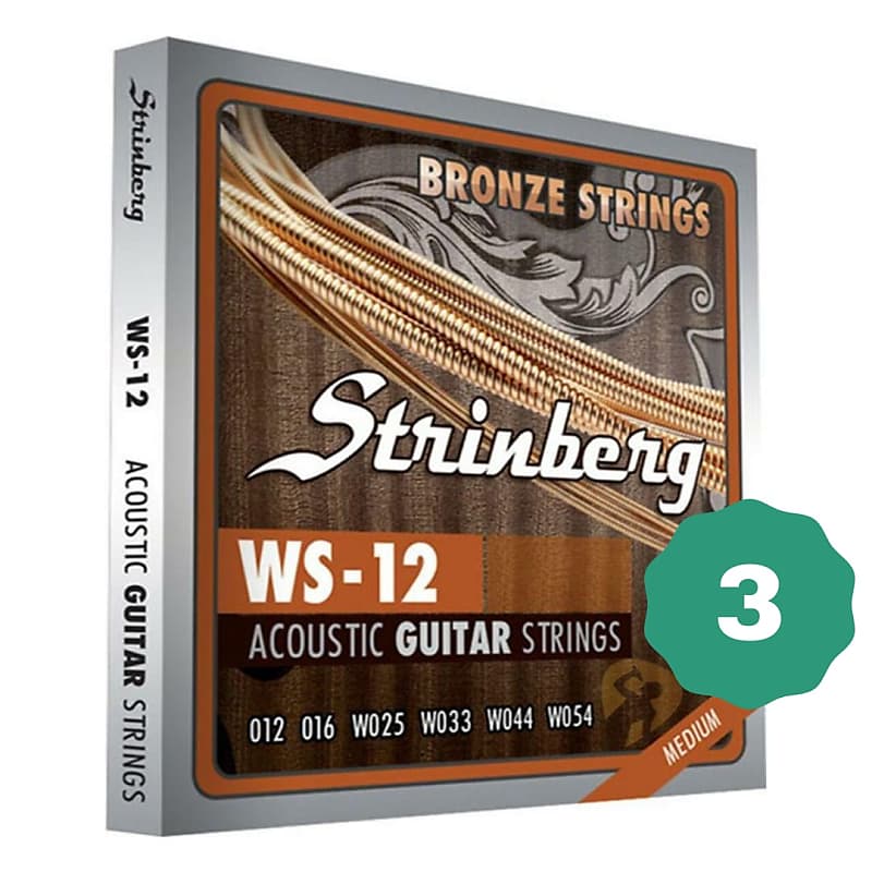 New Strinberg WS-12 Medium Bronze Acoustic Guitar Strings (3-PACK) image 1