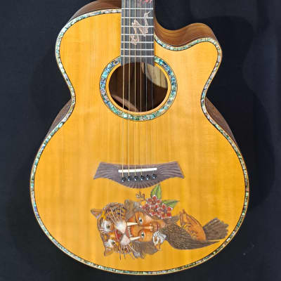 Blueberry  NEW IN STOCK Handmade Acoustic Guitar Grand Concert  Native Tiger Motif image 2