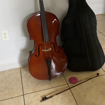 Palatino VC-450 Allegro Solid Ebony 4/4 Full-Size Cello w/ Gigbag, Bow image 1