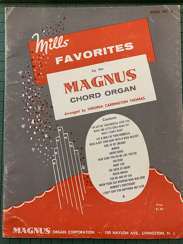 Magnus Chord organ sheet music book mills favorites 1958 Reverb