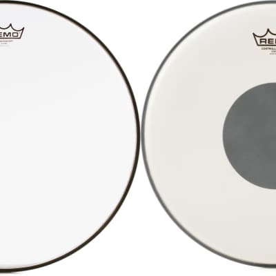 Remo Ambassador Clear Drumhead - 16 inch  Bundle with Remo Controlled Sound Coated Drumhead - 14 inch - with Black Dot image 1