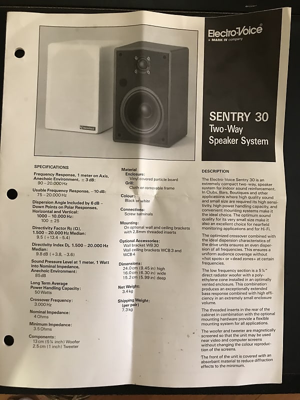 Electro-Voice SENTRY 30 Speakers/Monitors