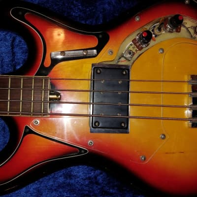 Teisco Bass Guitar 1960s Red Sunburst image 6