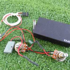 EMG Genuine USA EMG model 81 JJ Hot Bridge Position Noiseless Humbucking Pickup With Wiring Harness Original 25k Pots For Volume And Tone And Input Jack With 9v Battery Clip And Quick Connector For The Pickup Original Factory Black Color image 2