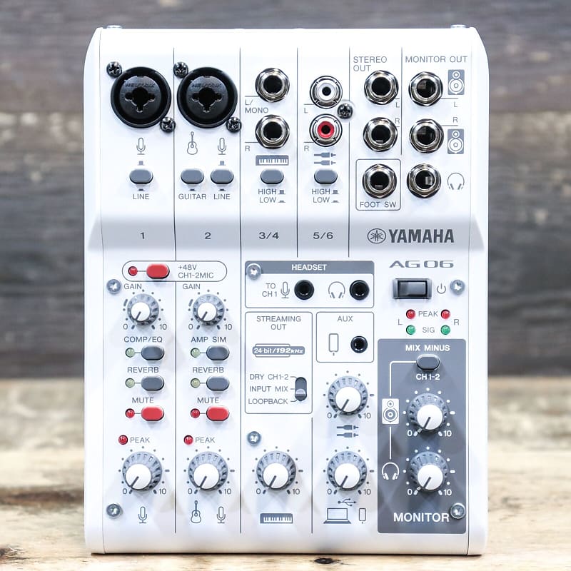 Yamaha AG06MK2 White 6-Channel Live Streaming Mixer with USB Audio Interface