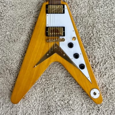 Rare 2001 Washburn USA PTK Pop Top Flying V Natural Korina w/ hard case |  Reverb