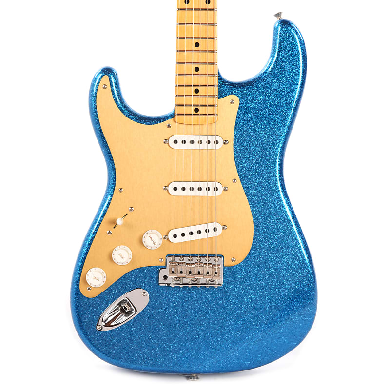 Fender Custom Shop 1955 Stratocaster "Chicago Special" LEFTY Deluxe Closet Classic Aged Blue Sparkle w/Anodized Gold Pickguard (Serial #R125117) image 1