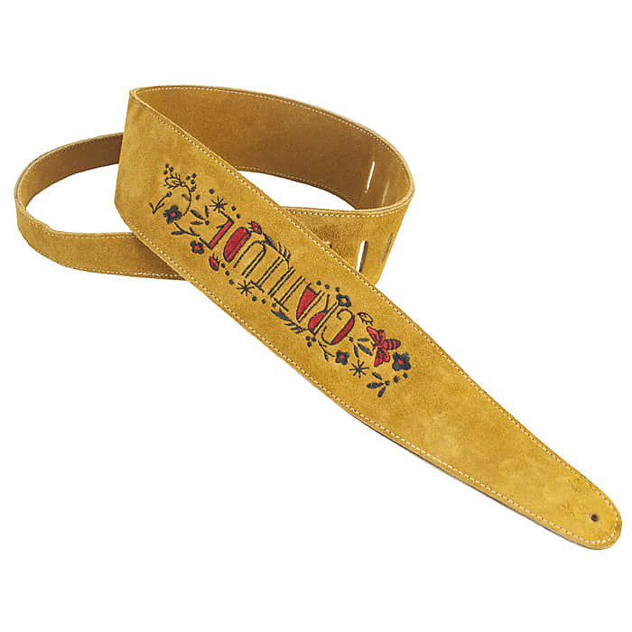 Henry Heller Suede Guitar/Bass Embroidered Strap - Gratitude image 1