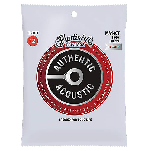Martin Authentic MA140T Lifespan 80/20 Light .012-.054 Acoustic Guitar Strings image 1