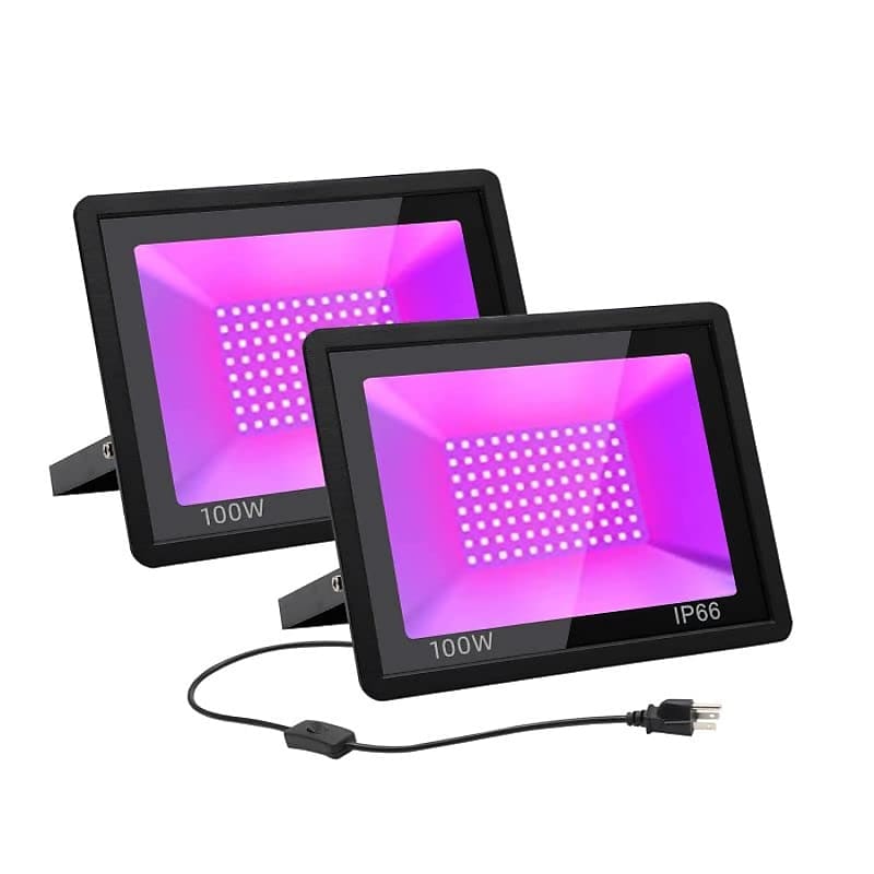 2 Packs Uv Led Flood Lights, 100W Uv Lights, 395Nm405Nm Ip66 Reverb