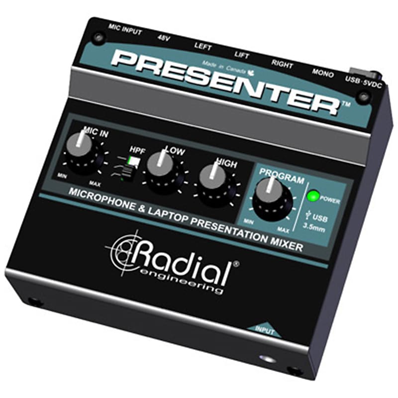 Radial Presenter Presentation Mixer with Mic Preamp 3.5mm Stereo Input and USB Interface image 1