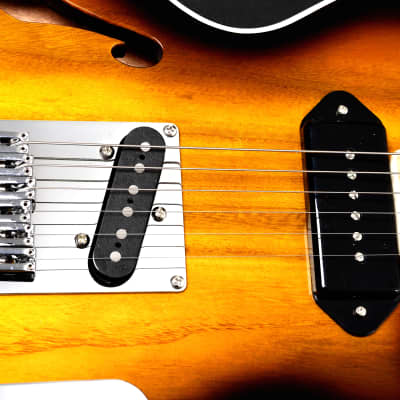 BootLegger Guitar Single Barrel Brown Red Black Burst Custom Case & Flask P90 & Single Coil image 6