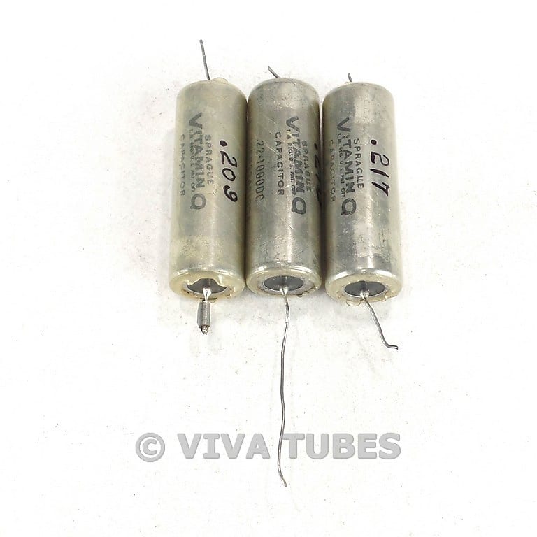 Vintage 3x Sprague Vitamin Q Paper in Oil Capacitors 0.22 uf 1KV 1000 VDC image 1
