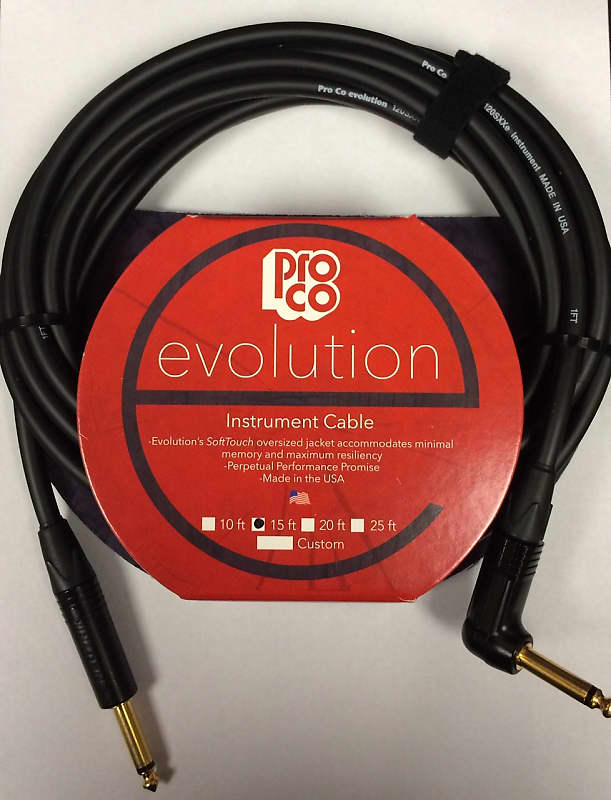 Pro Co Evolution EVLGCLN-15 Instrument Cable 15 ft Angle/Straight *Free Shipping in the USA* image 1