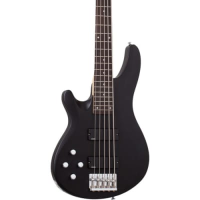 Schecter Guitar Research C-5 Deluxe Electric Bass Satin Black, Left-Handed image 1