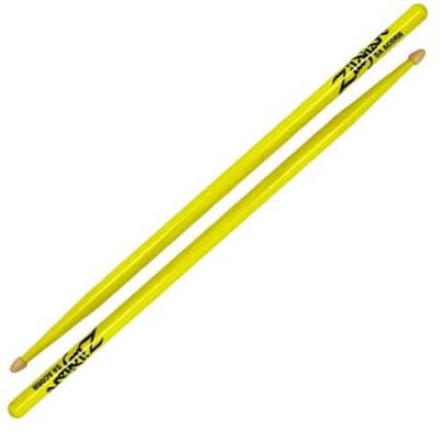 Zildjian 5A Acorn Wood Neon Yellow Drumsticks, Pair image 1