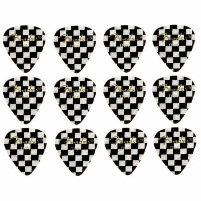 Fender 351 Shape Graphic Celluloid Guitar Picks, Thin, Checkerboard, 12-Pack image 3