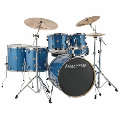 Ludwig LCEE622023EXP Element Evolution 6-Piece Drum Set with Hardware, Blue Sparkle image 2