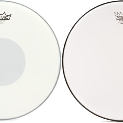 Remo Emperor X Coated Drumhead - 14 inch - with Black Dot  Bundle with Remo Ambassador Classic Hazy Snare-Side Drumhead - 14 inch image 1