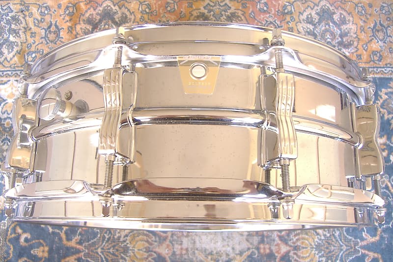 Ludwig No. 400 Supraphonic 5x14" Aluminum Snare Drum with Large Chicago Keystone Badge 1984 image 4