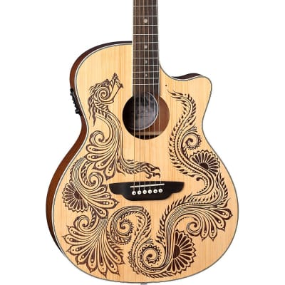 Luna Guitars Henna Dragon Select Spruce Acoustic/Electric Guitar Satin Natural image 1