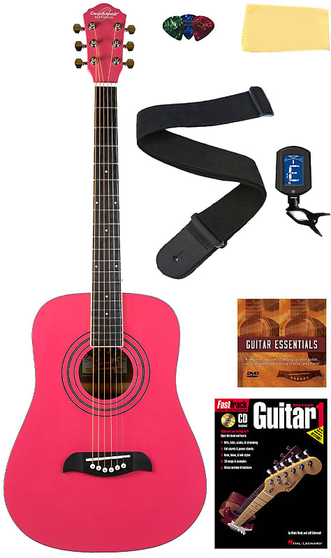 Oscar Schmidt OG5 3/4-Size Kids Acoustic Guitar - Pink w/ Tuner image 1