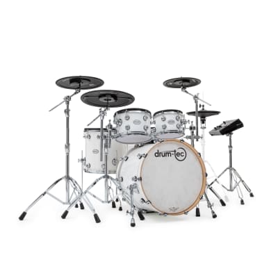 drum-tec pro 3 with Roland TD-50X - 2 up 1 down - Piano White