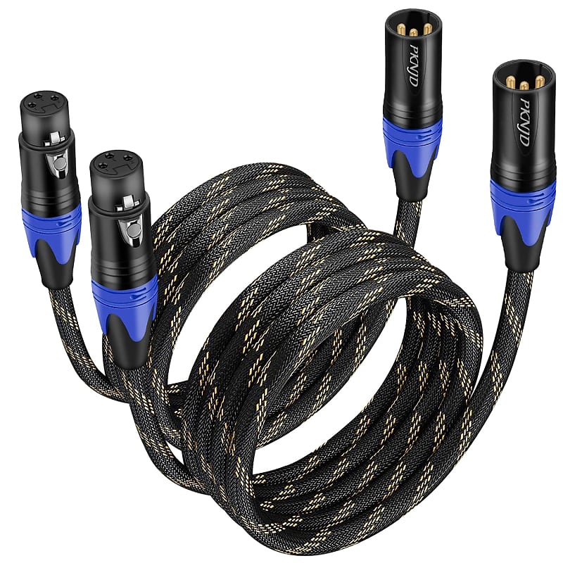 2-Pack Xlr To Xlr Cables,Professional Microphone Cable, Oxygen-Free Copper (Ofc), Xlr Male To Female Cord For Speakers, Microphones, And Studio Equipment, Black-Blue (25 Feet) image 1