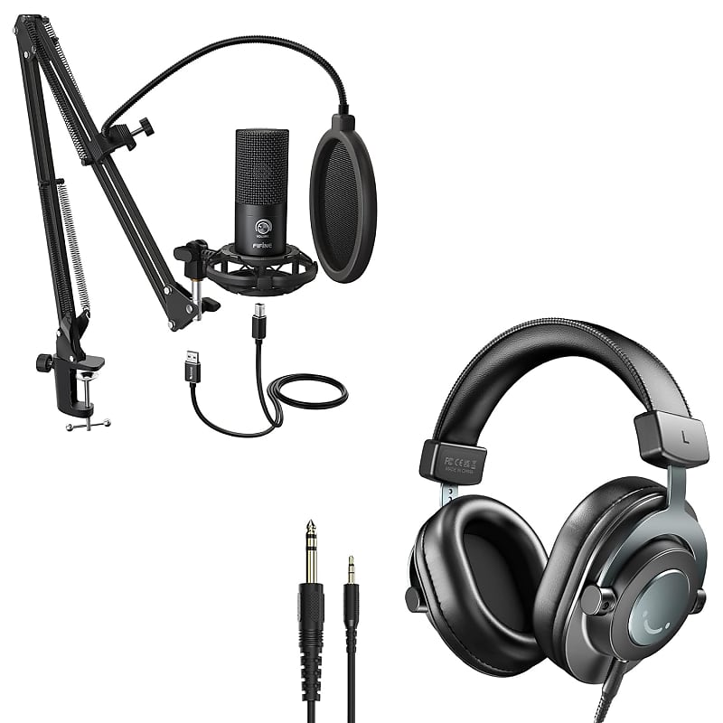 Studio Microphone 6.35Mm/3.5Mm Headphones Bundle, Usb Pc Reverb