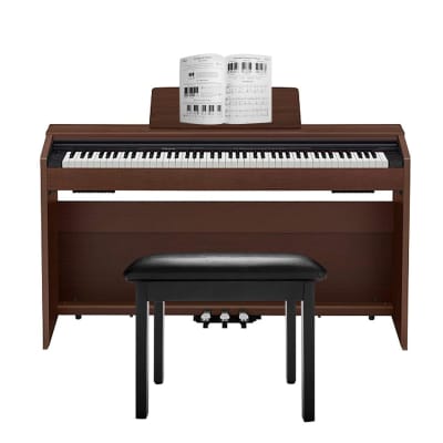 Casio PX-870 BN Privia Digital Home Piano (Brown) Bundle with Style Flip-Top Piano Bench (Black), and A Concise Approach to Learning and Playing with CD (3 Items)