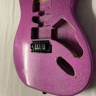 Unbranded Stratocaster Style Electric Guitar Body 2000s - Bubblegum Pink Sparkle image 4
