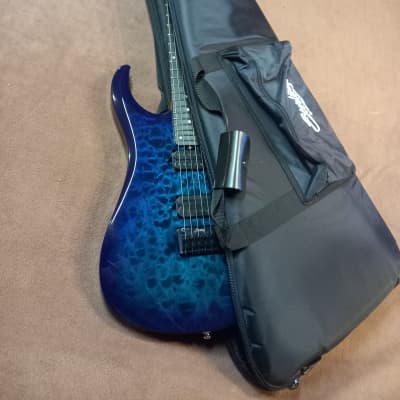 Guitare Sterling By Music Man John Petrucci JP 150 Dimarzio Quilted Maple Cerulean Paradise (bleu neptune lagon) en état neuf image 6
