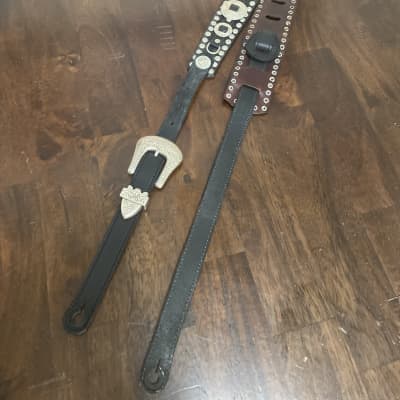 Csernl Straps Concho leather guitar strap  Black image 1