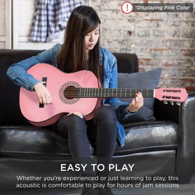 Best Choice Products Beginner Acoustic Guitar Set w/ Case, Strap, Strings - 38in-Natural Mahogany image 20