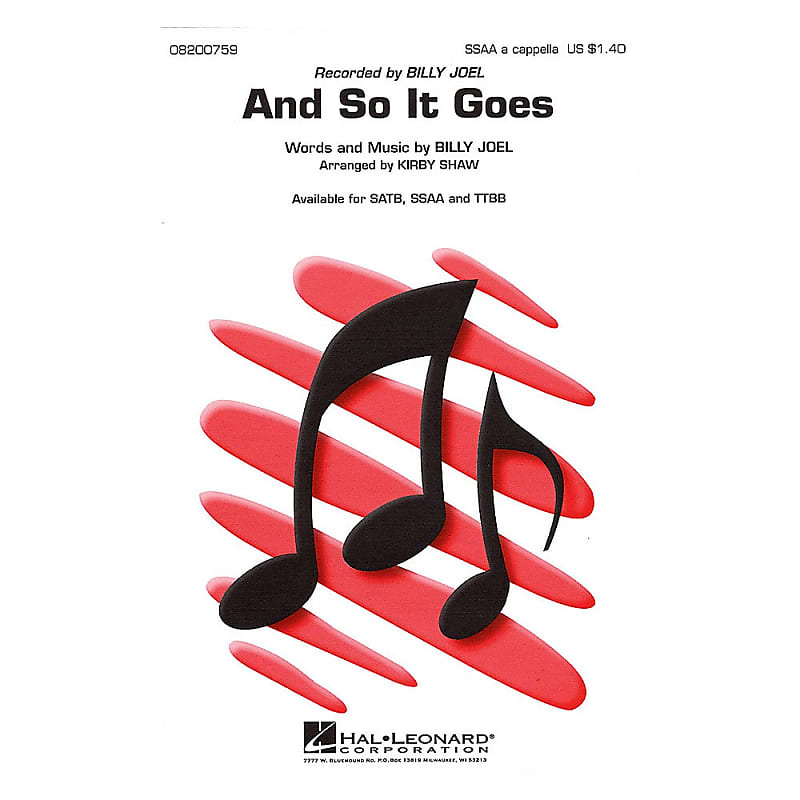 Hal Leonard And So It Goes TTBB A Cappella by Billy Joel Reverb
